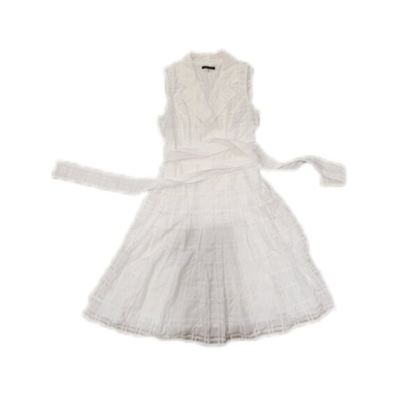 Tommy Hilfiger White Pleated Striped-Gauze Midi Tie-Belt Shirtdress - Picture 8 of 13